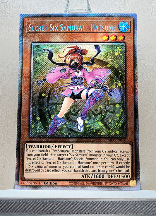 Yugioh! 1x Secret Six Samurai - Hatsume (RA03 - Platinum Secret Rare) 1st Edition