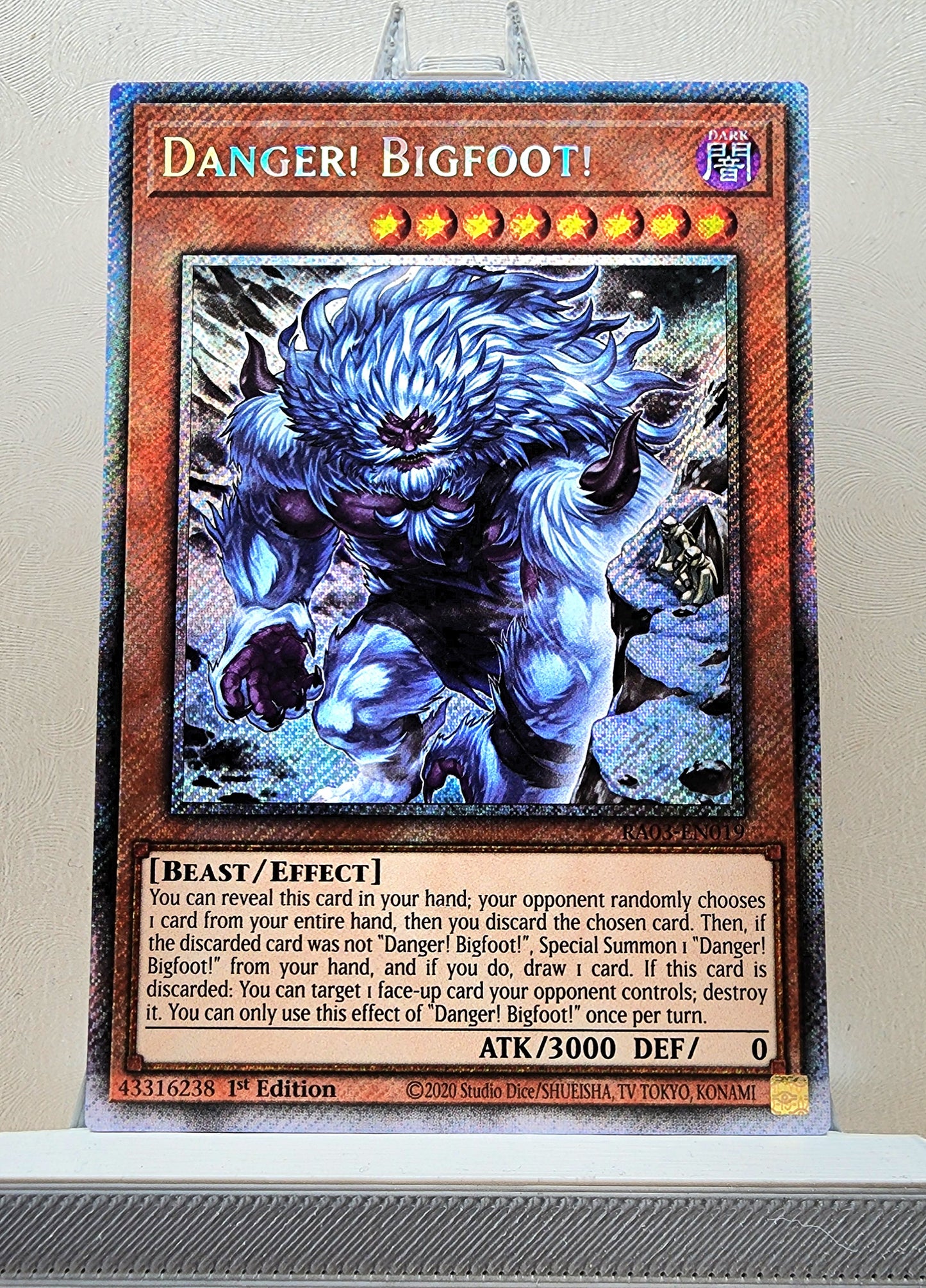 Yugioh! 1x Danger Bigfoot Alt Art (RA03 - Platinum Secret Rare) 1st Edition