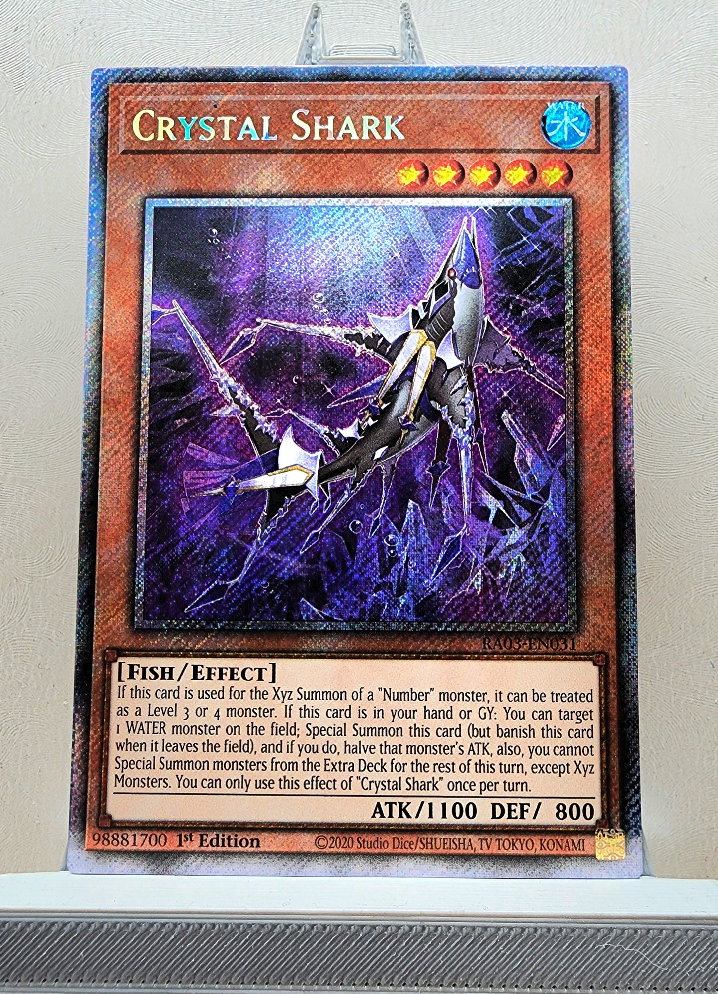 Yugioh! 1x Crystal Shark (RA03 - Platinum Secret Rare) 1st Edition