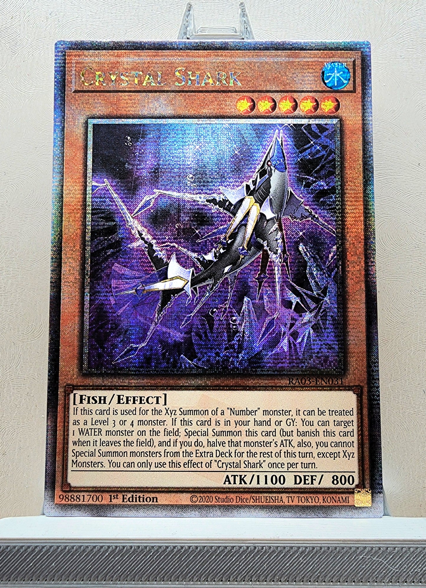 Yugioh! 1x Crystal Shark (RA03 - Quarter Century Secret Rare) 1st Edition