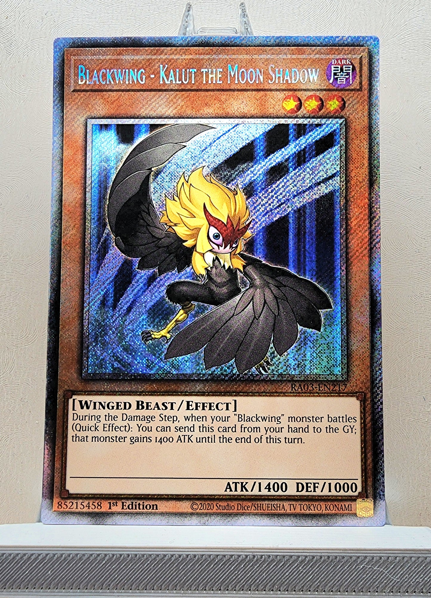 Yugioh! 1x Blackwing - Kalut the Moon Shadow (RA03 - Platinum Secret Rare) 1st Edition