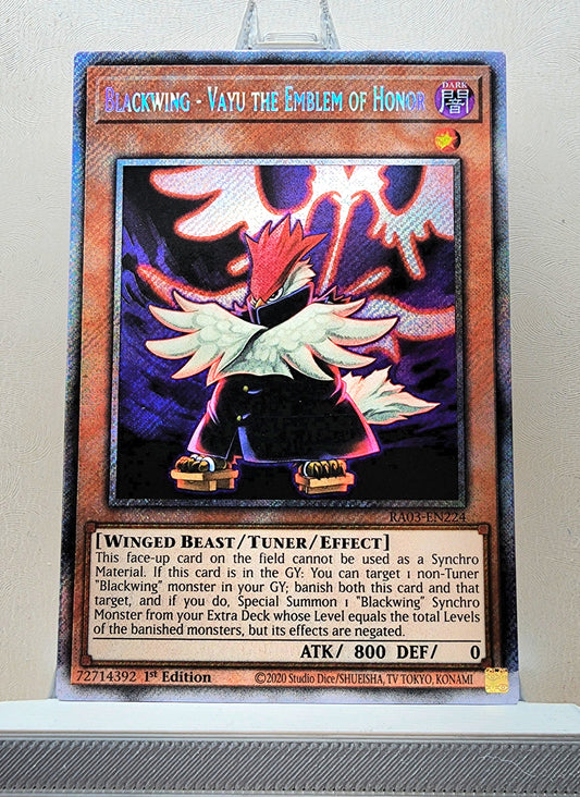 Yugioh! 1x Blackwing - Vayu the Emblem of Honor (RA03 - Platinum Secret Rare) 1st Edition