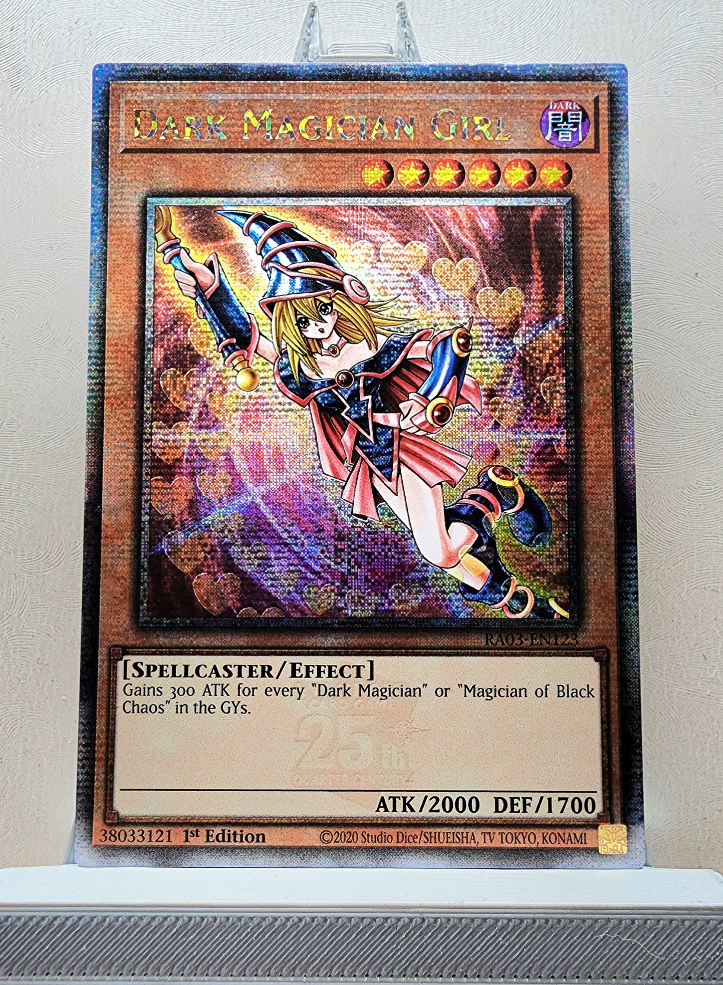 Yugioh! 1x Dark Magician Girl - Circle of Hearts Background (RA03 - Quarter Century Secret Rare) 1st Edition