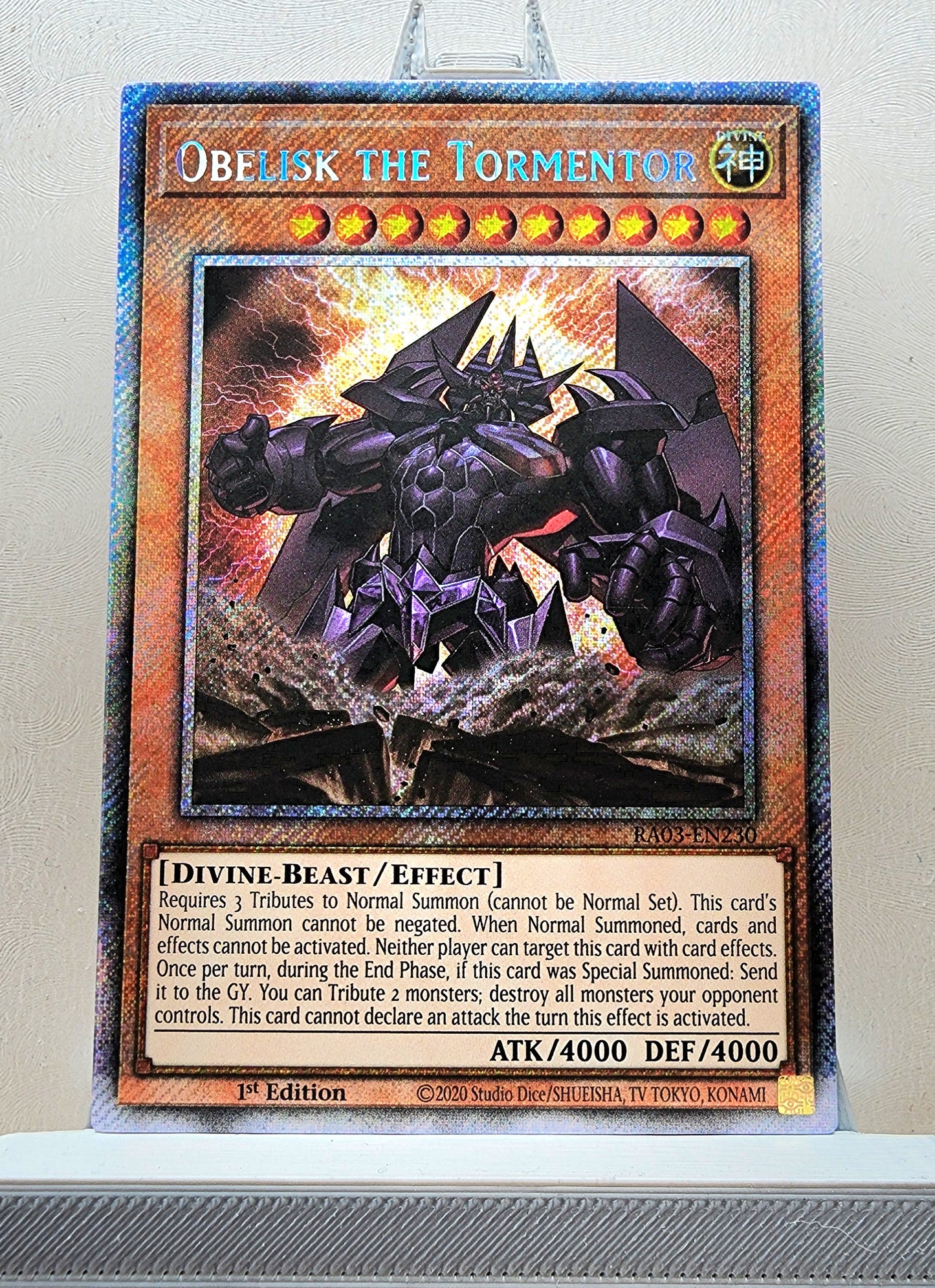 Yugioh! 1x Obelisk the Tormentor (RA03 - Platinum Secret Rare) 1st Edition