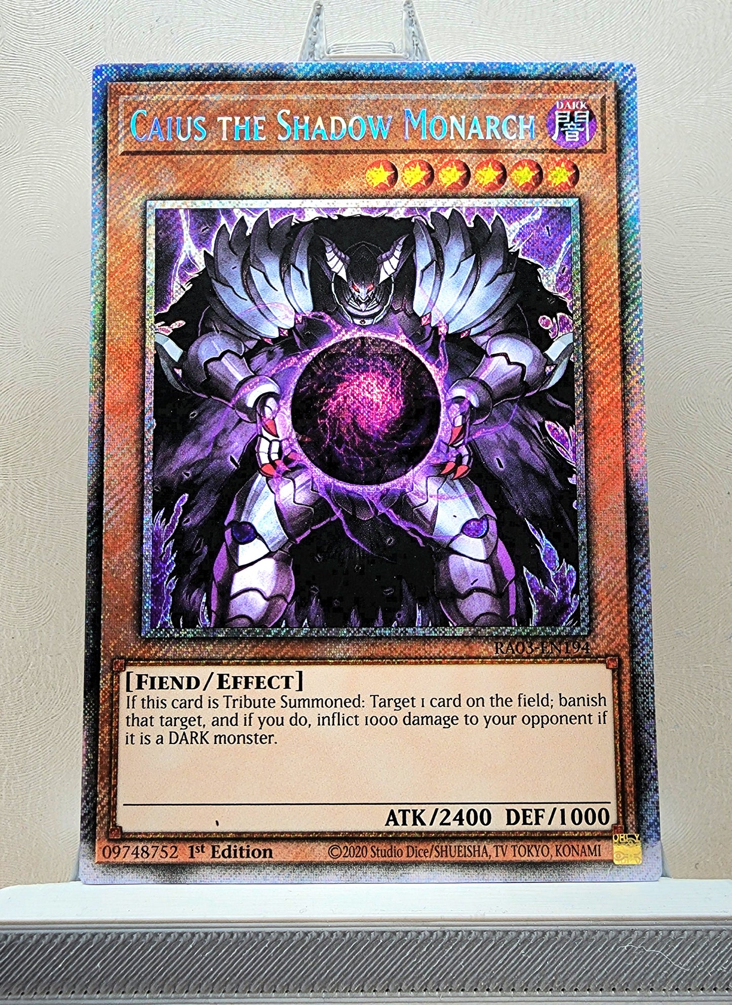 Yugioh! 1x Caius the Shadow Monarch (RA03 - Platinum Secret Rare) 1st Edition