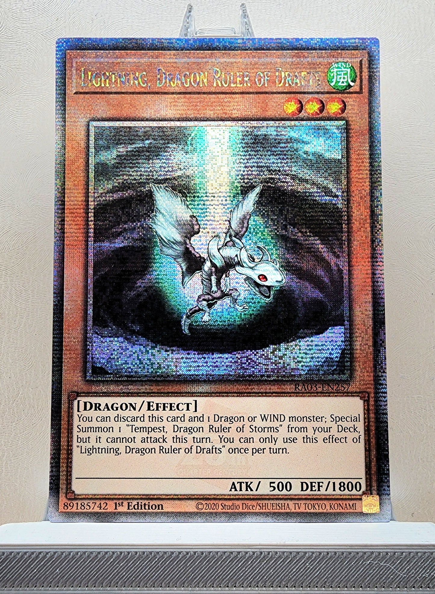 Yugioh! 1x Lightning, Dragon Ruler of Drafts (RA03 - Quarter Century Secret Rare) 1st Edition