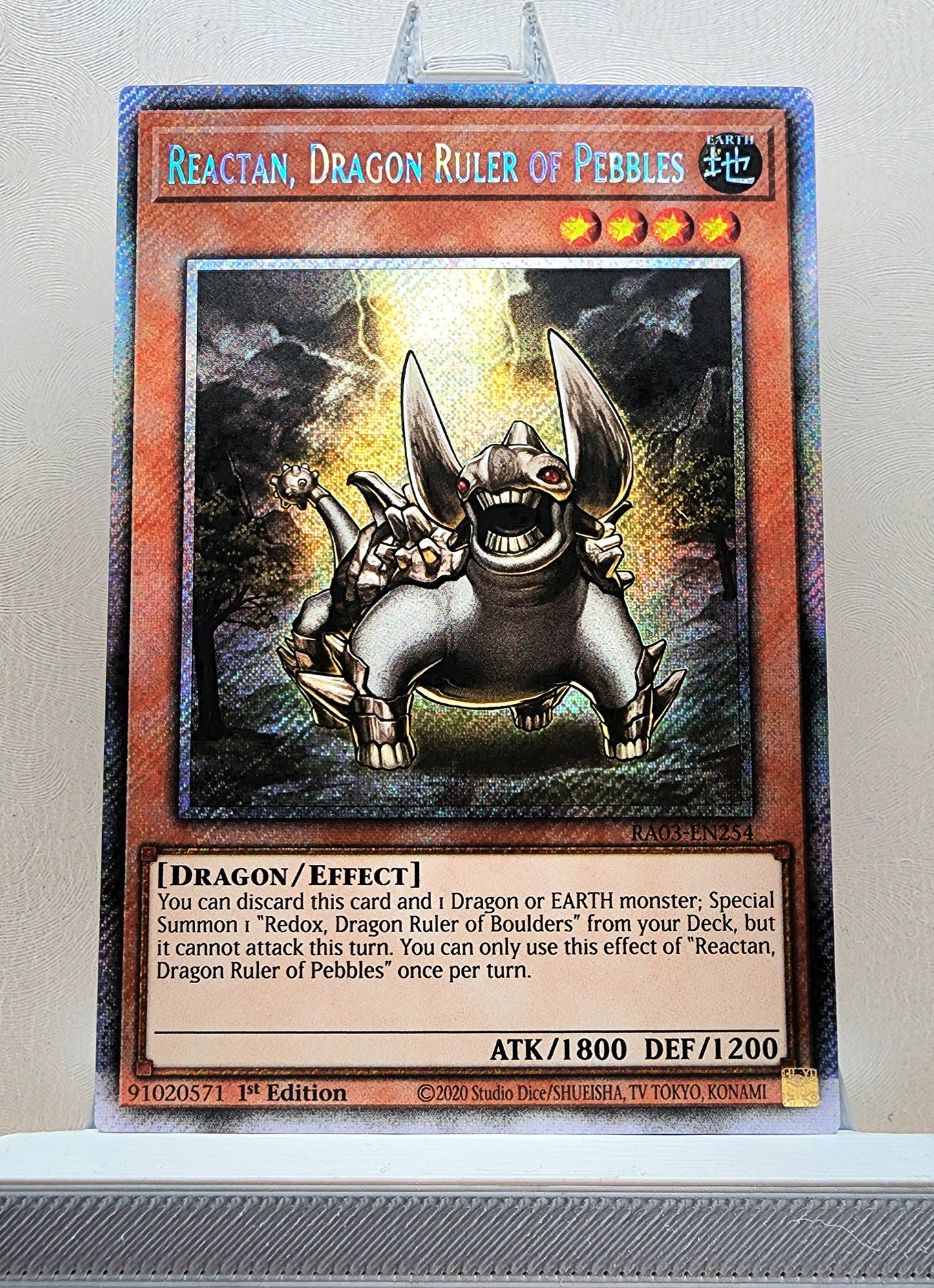 Yugioh! 1x Reactan, Dragon Ruler of Pebbles (RA03 - Platinum Secret Rare) 1st Edition