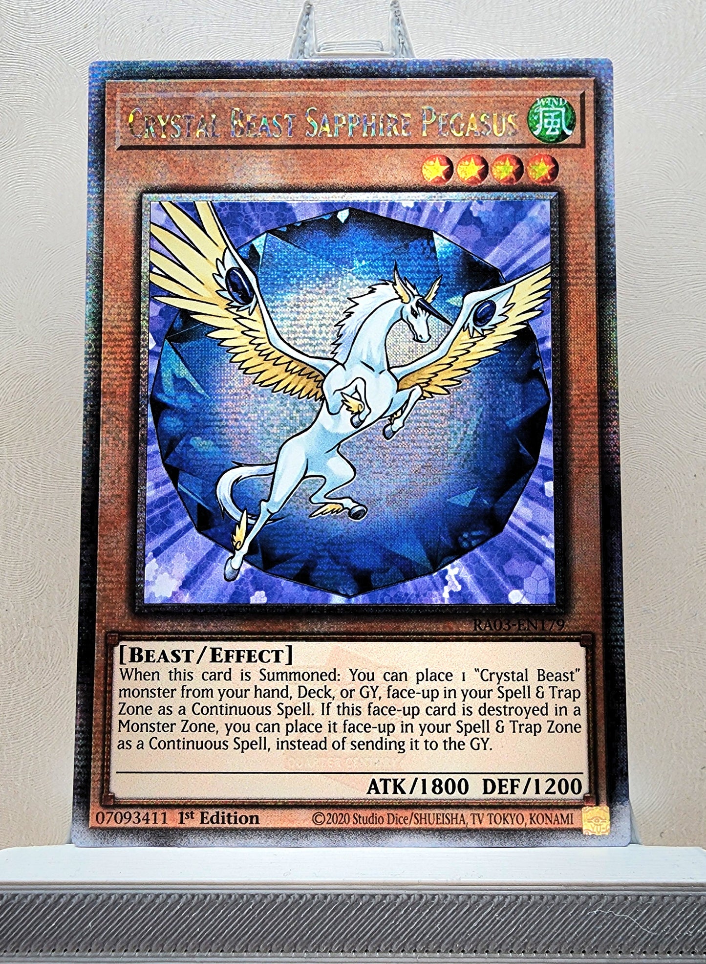 Yugioh! 1x Crystal Beast Sapphire Pegasus (RA03 - Quarter Century Secret Rare) 1st Edition