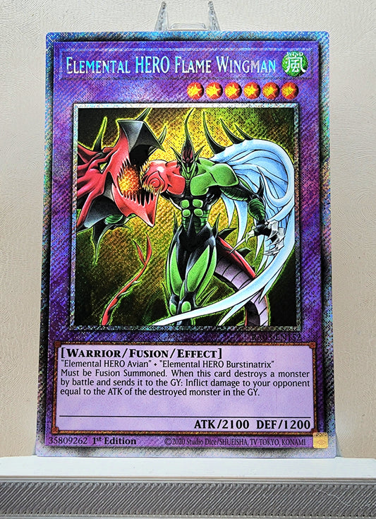 Yugioh! 1x Elemental HERO Flame Wingman (RA03 - Platinum Secret Rare) 1st Edition