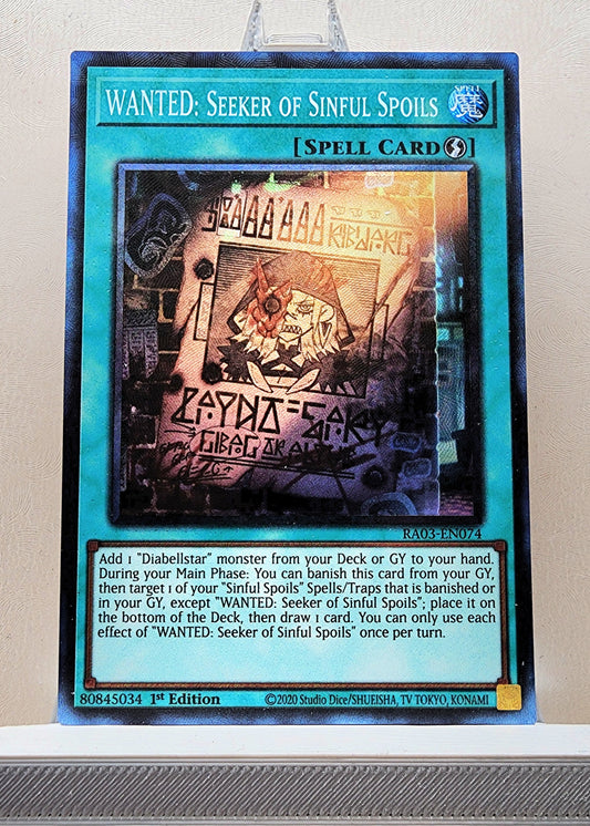 Yugioh! 1x WANTED: Seeker of Sinful Spoils (RA03 - Prismatic Collectors Rare) 1st Edition