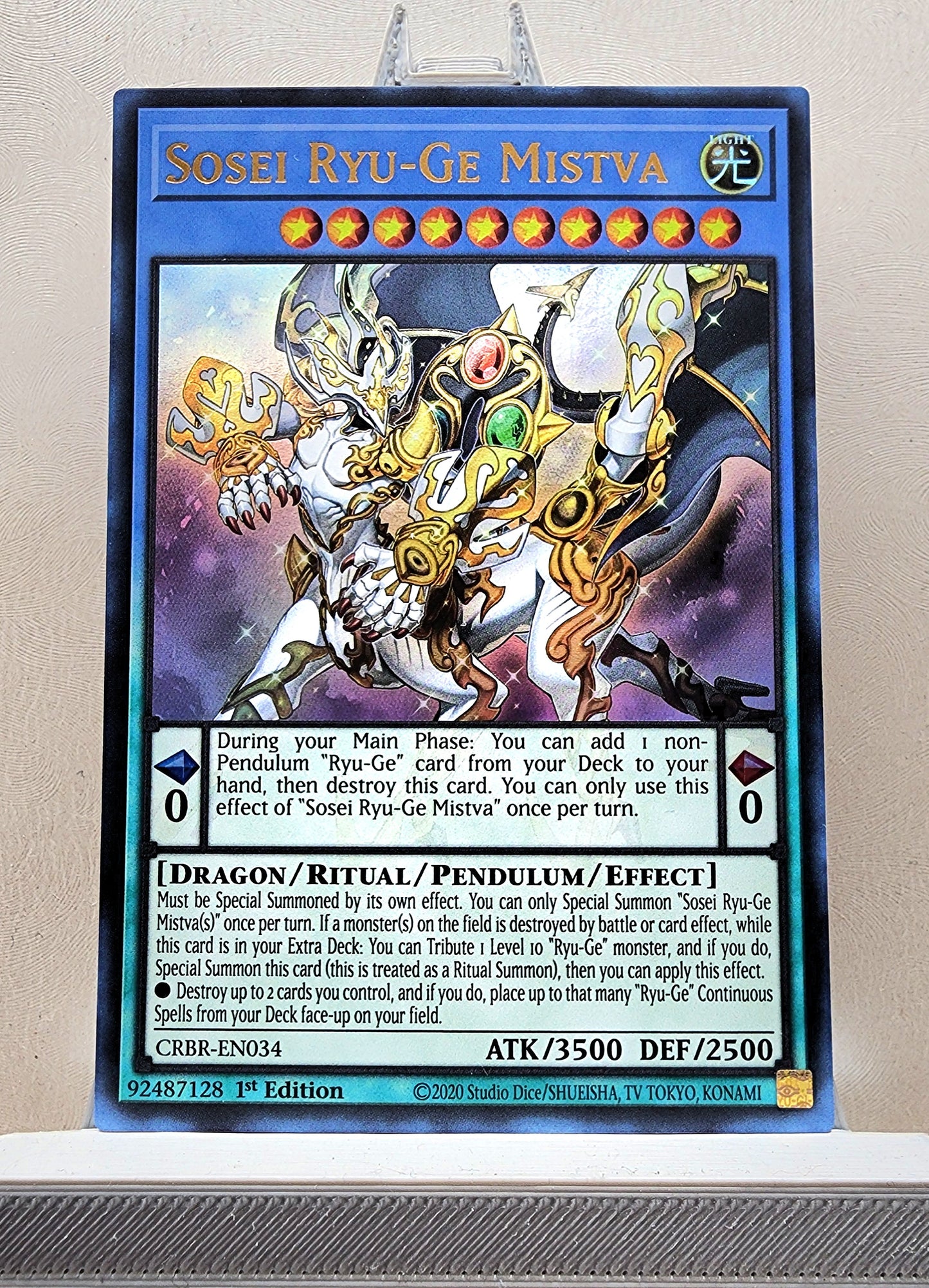 Yugioh! 1x Sosei Ryu-Ge Mistva (CRBR - Ultra Rare) 1st Edition