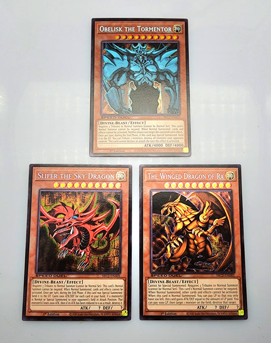 Yugioh! 1x Each Obelisk, Slifer, Ra (SBC2 - Prismatic Secret Rare) 1st Edition