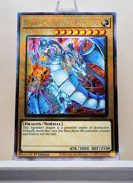 Yugioh! 1x Blue-Eyes White Dragon New Art (RA04 - Quarter Century Secret Rare) 1st Edition