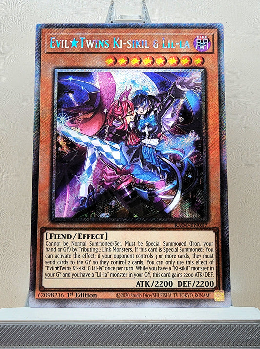 Yugioh! 1x Evil★Twins Ki-sikil & Lil-la (RA04 - Platinum Secret Rare) 1st Edition