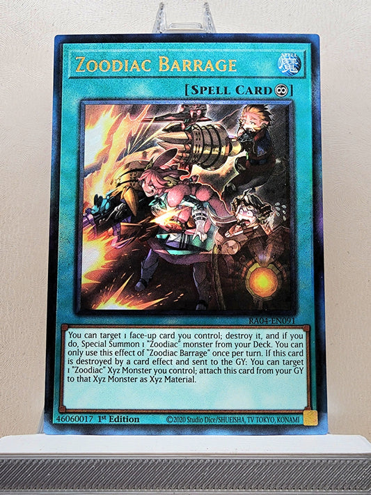 Yugioh! 1x Zoodiac Barrage (RA04 - Prismatic Ultimate Rare) 1st Edition