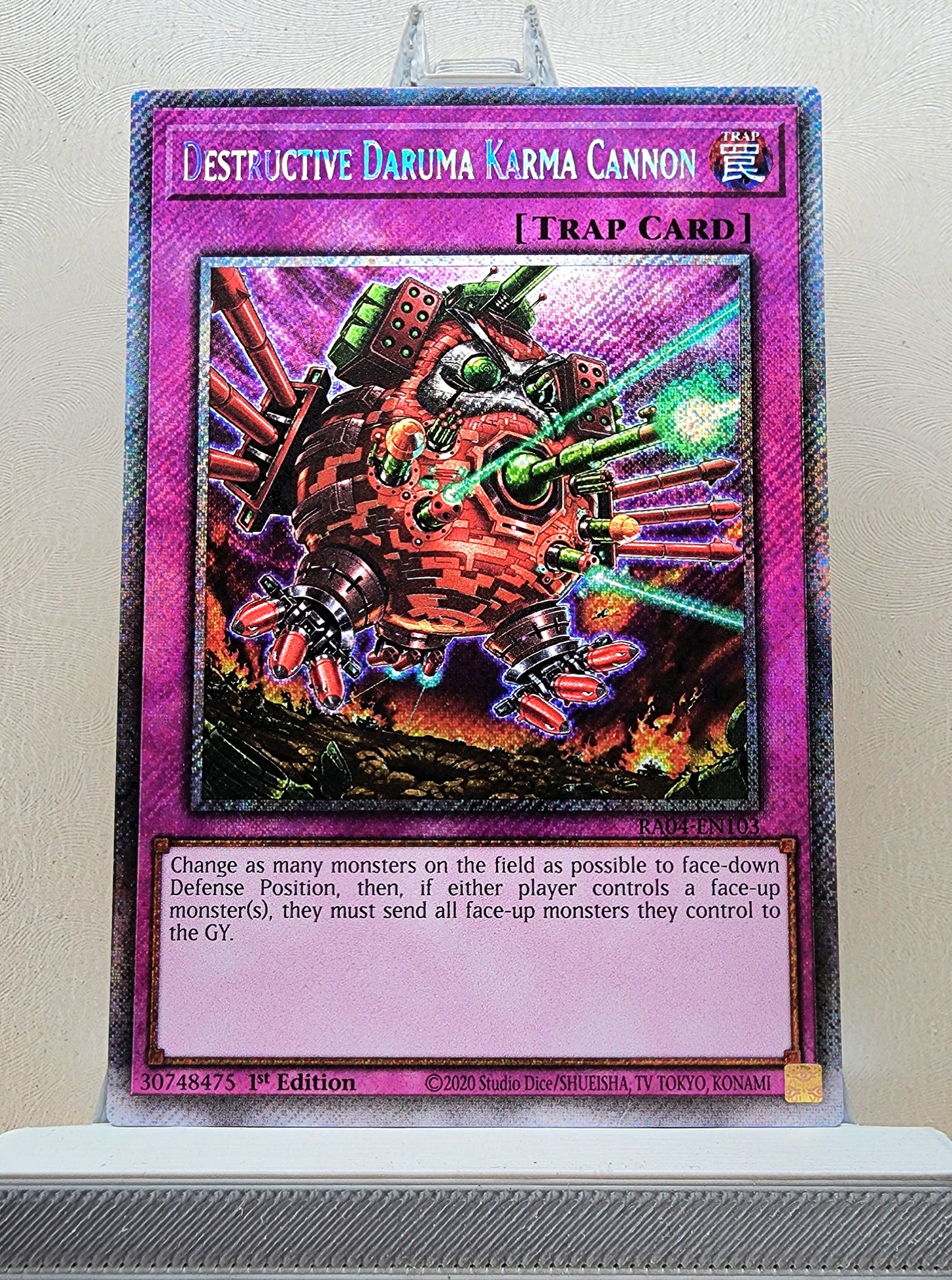 Yugioh! 1x Destructive Daruma Karma Cannon (RA04 - Platinum Secret Rare) 1st Edition