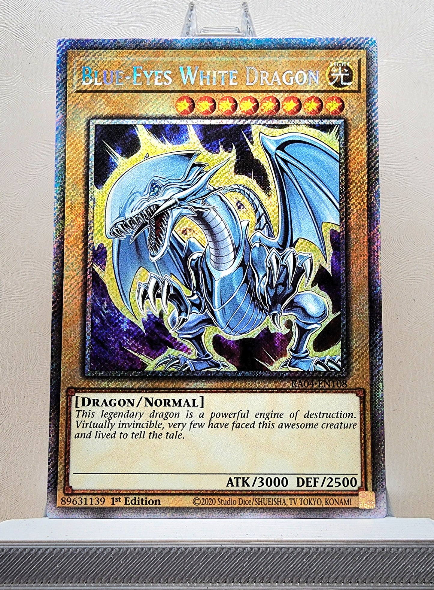 Yugioh! 1x Blue-Eyes White Dragon 7th Art (RA04 - Platinum Secret Rare) 1st Edition