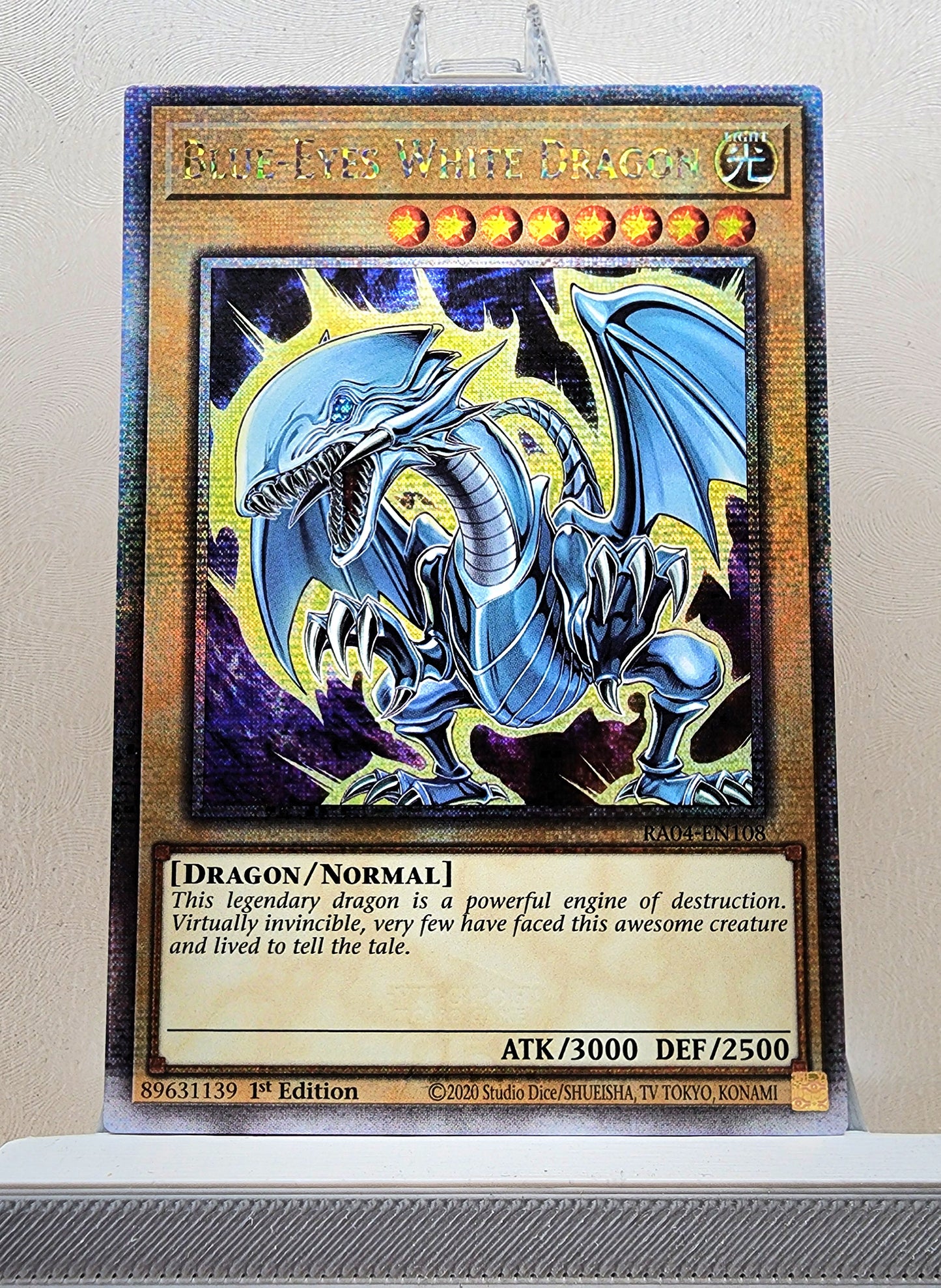Yugioh! 1x Blue-Eyes White Dragon 7th Art (RA04 - Quarter Century Secret Rare) 1st Edition