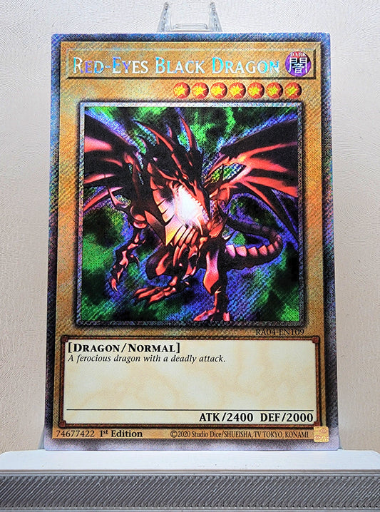 Yugioh! 1x Red-Eyes Black Dragon 4th Art (RA04 - Platinum Secret Rare) 1st Edition