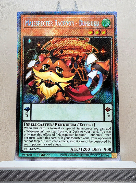 Yugioh! 1x Majespecter Raccoon - Bunbuku (RA04 - Platinum Secret Rare) 1st Edition