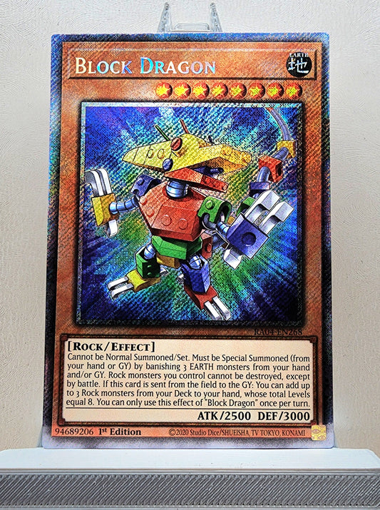 Yugioh! 1x Block Dragon (RA04 - Platinum Secret Rare) 1st Edition