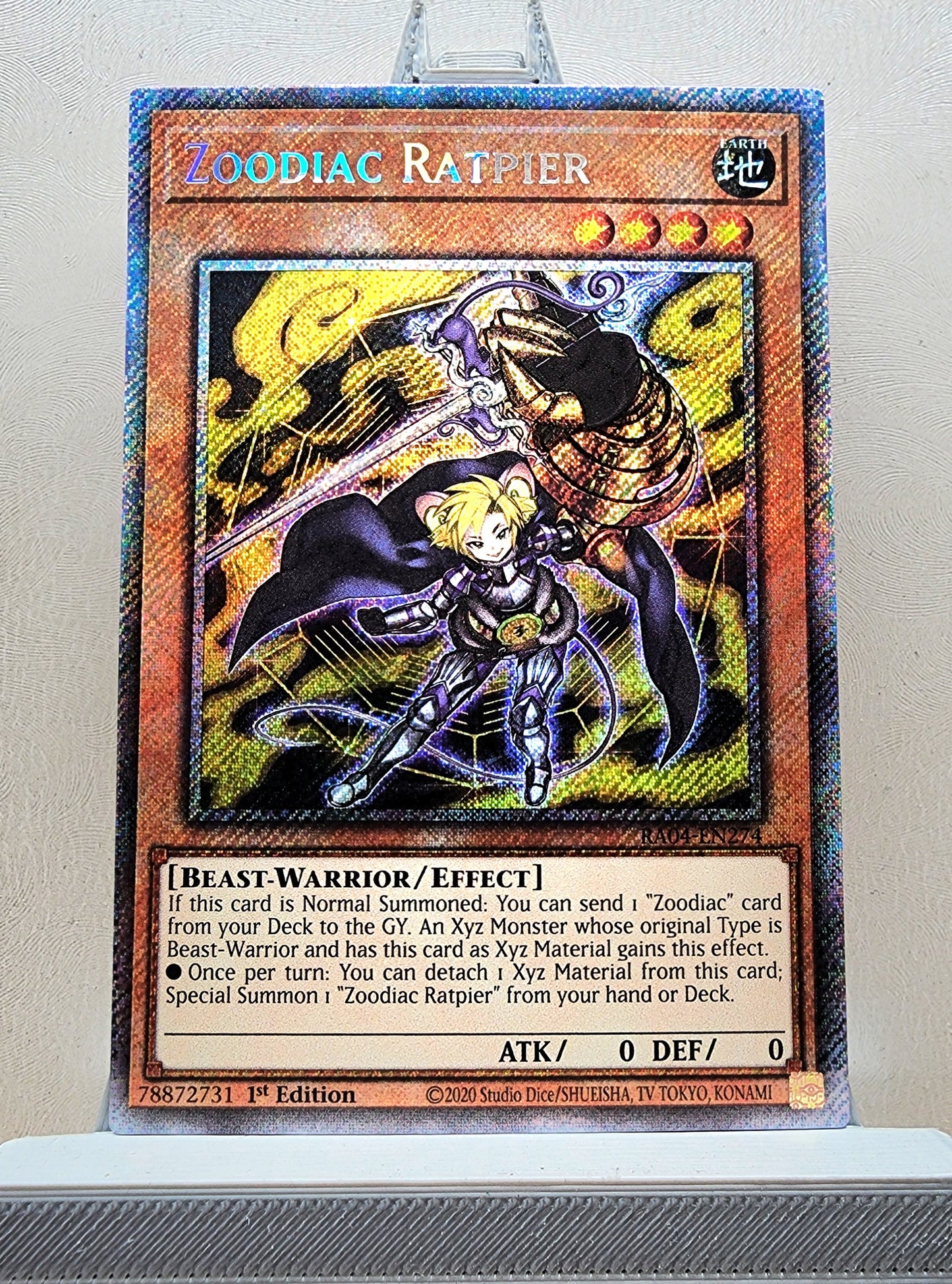 Yugioh! 1x Zoodiac Ratpier (RA04 - Platinum Secret Rare) 1st Edition