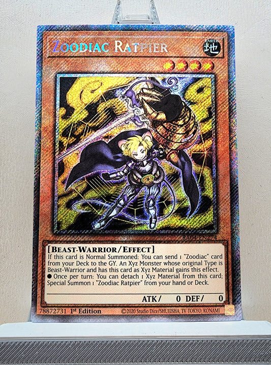 Yugioh! 1x Zoodiac Ratpier (RA04 - Platinum Secret Rare) 1st Edition