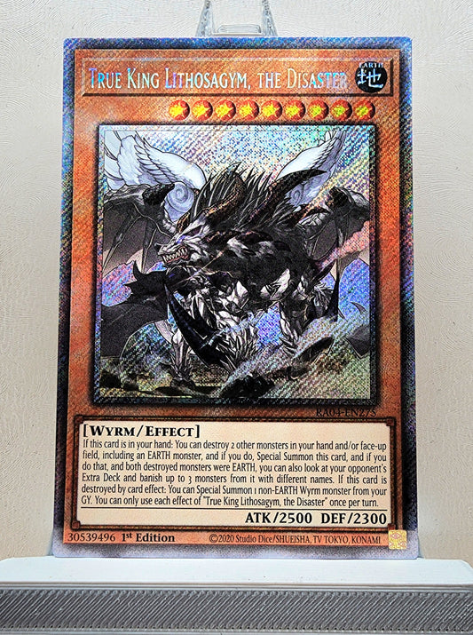 Yugioh! 1x True King Lithosagym, the Disaster (RA04 - Platinum Secret Rare) 1st Edition