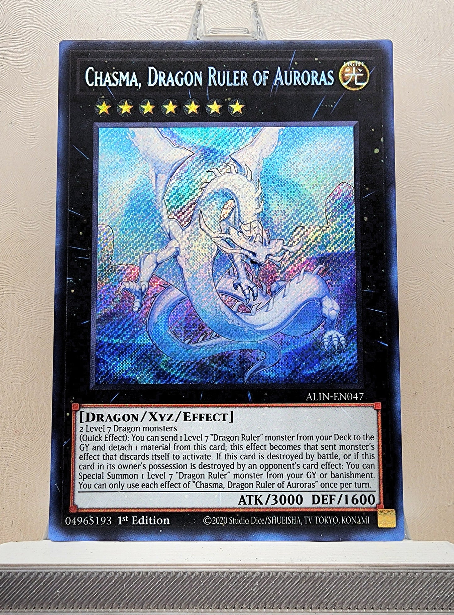 Yugioh! 1x Chasma, Dragon Ruler of Auroras (ALIN - Secret Rare) 1st Edition