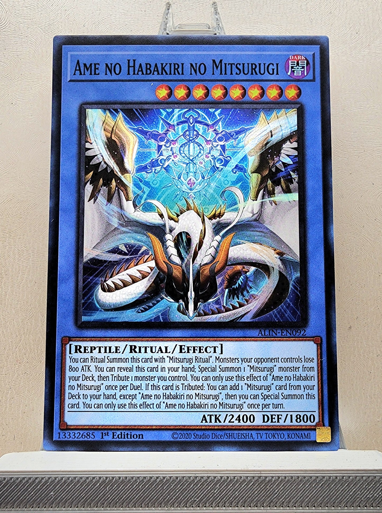 Yugioh! 1x Ame no Habakiri no Mitsurugi (ALIN - Super Rare) 1st Edition