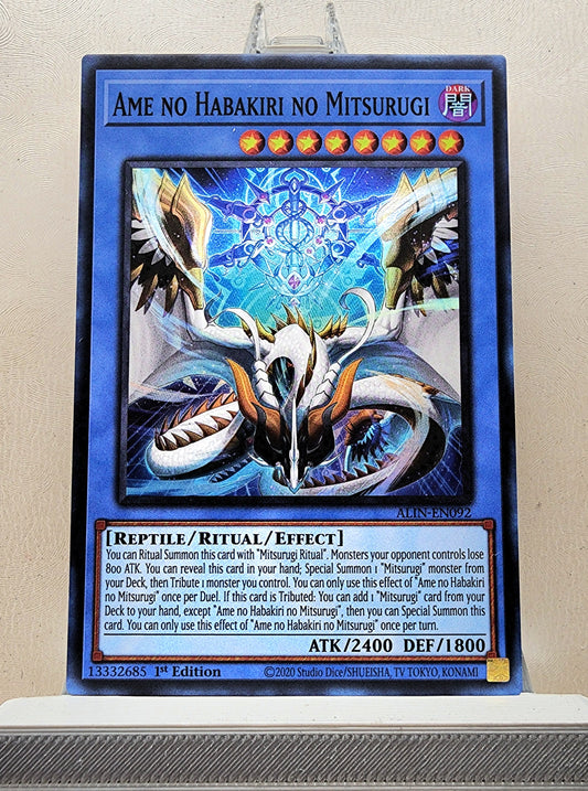 Yugioh! 1x Ame no Habakiri no Mitsurugi (ALIN - Super Rare) 1st Edition