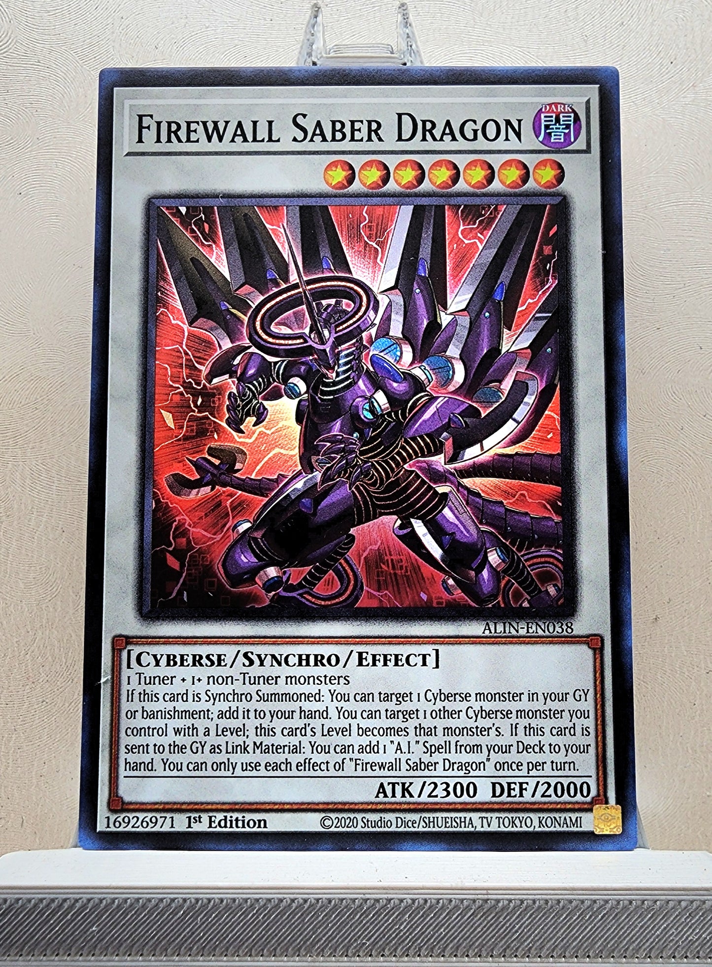 Yugioh! 1x Firewall Saber Dragon (ALIN - Super Rare) 1st Edition