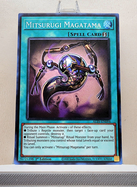 Yugioh! 1x Mitsurugi Magatama (ALIN - Super Rare) 1st Edition