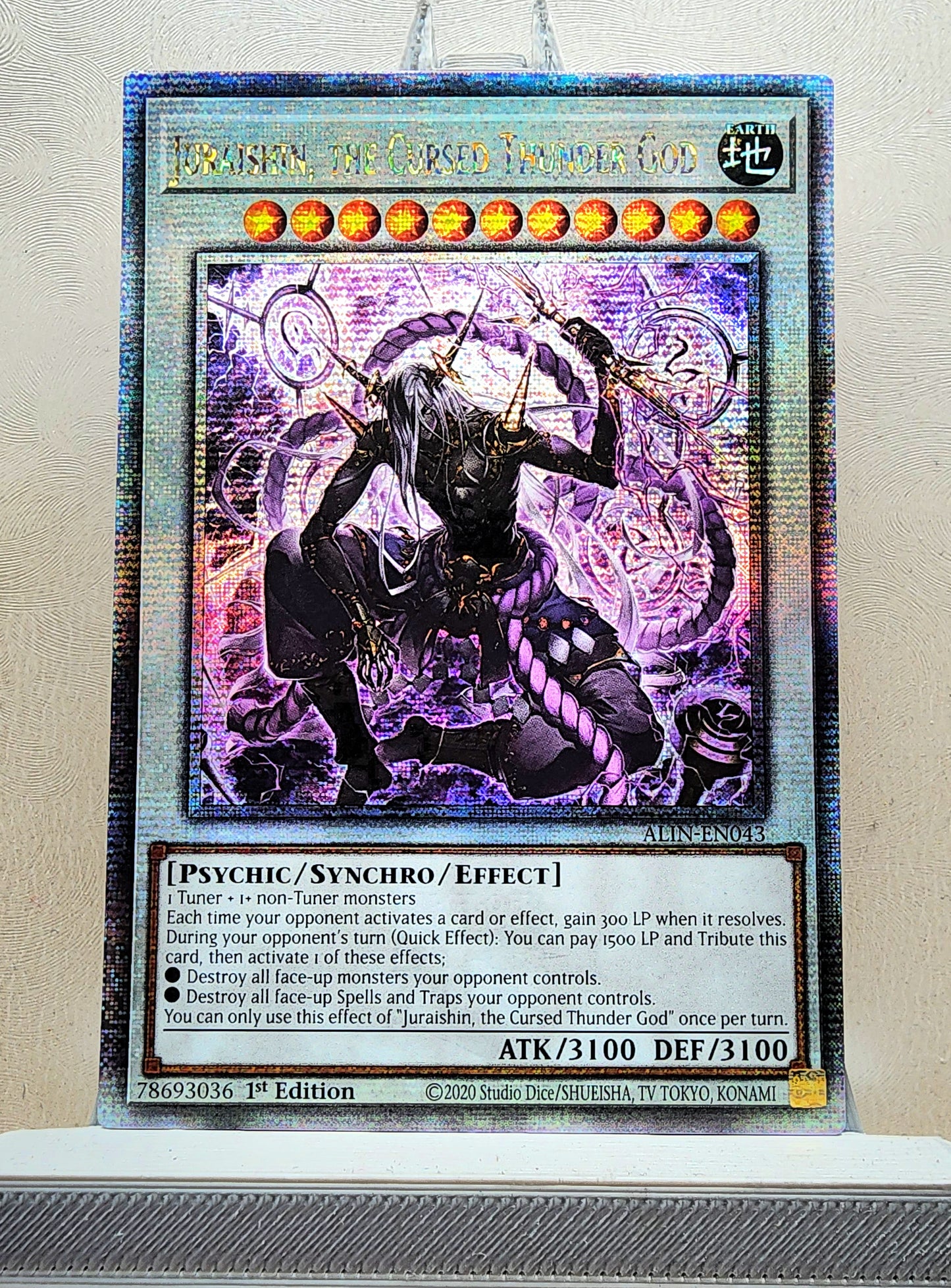 Yugioh! 1x Juraishin, the Cursed Thunder God (ALIN - Quarter Century Secret Rare) 1st Edition