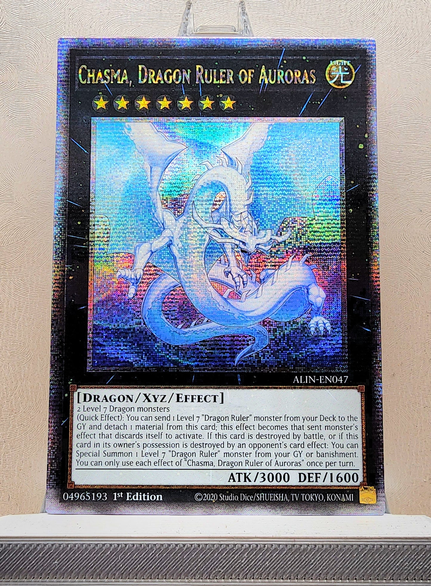 Yugioh! 1x Chasma, Dragon Ruler of Auroras (ALIN - Quarter Century Secret Rare) 1st Edition