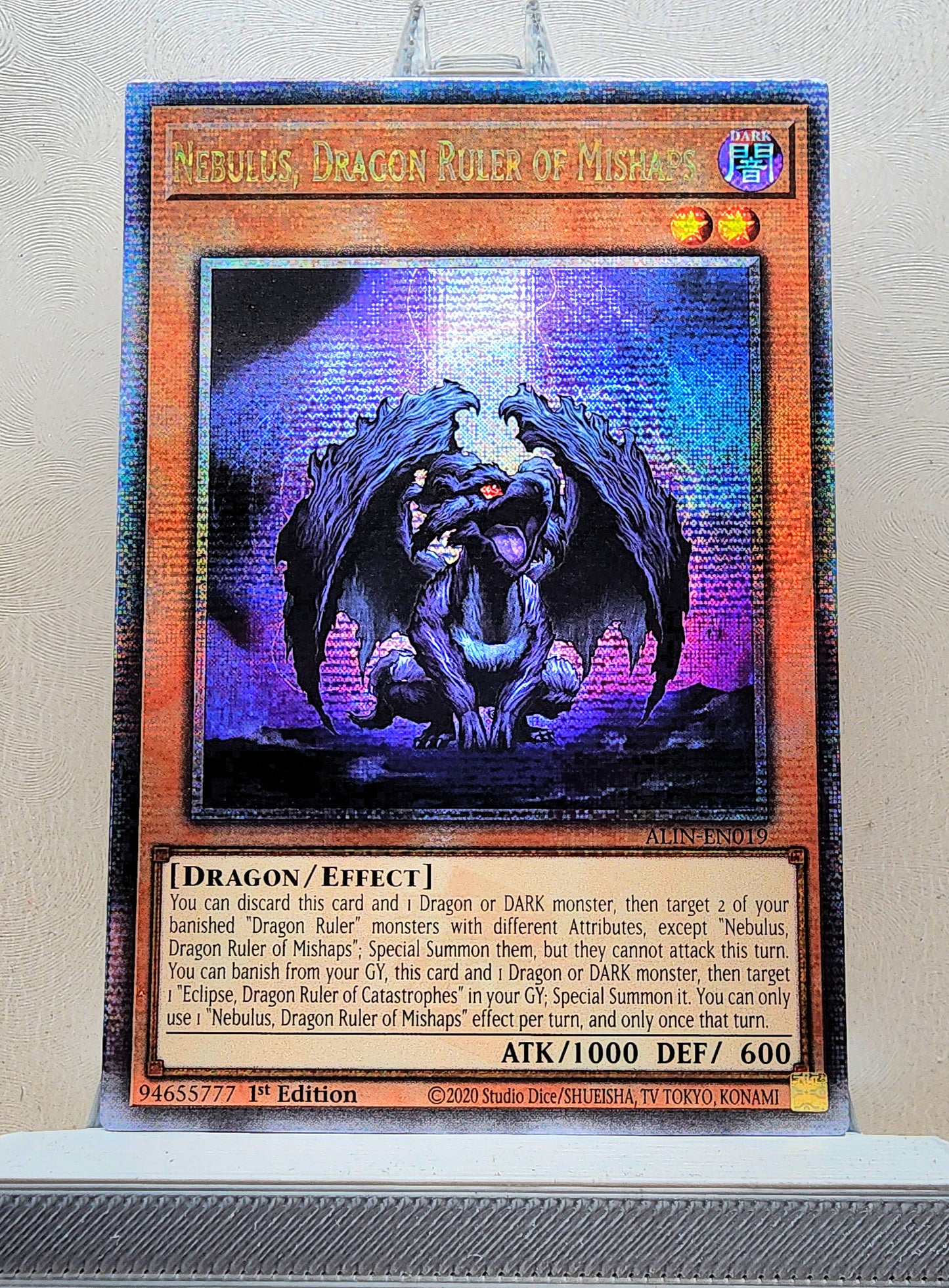 Yugioh! 1x Nebulus, Dragon Ruler of Mishaps (ALIN - Quarter Century Secret Rare) 1st Edition