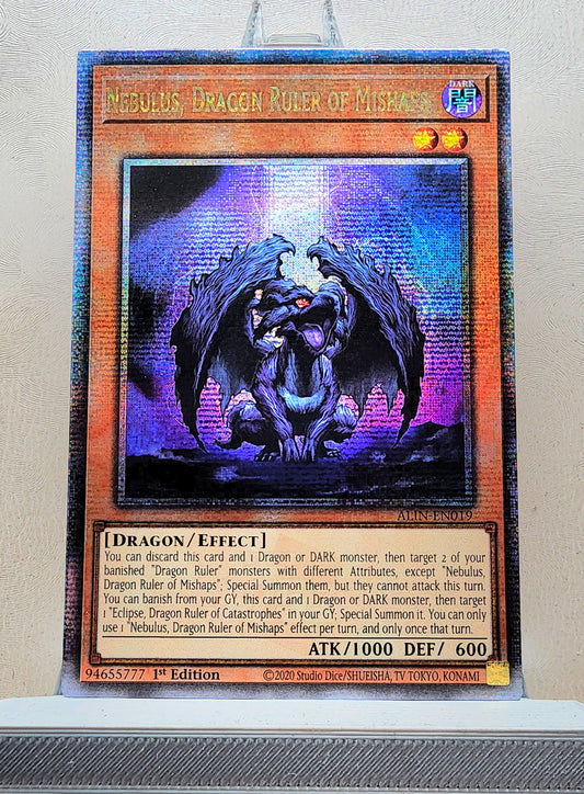 Yugioh! 1x Nebulus, Dragon Ruler of Mishaps (ALIN - Quarter Century Secret Rare) 1st Edition