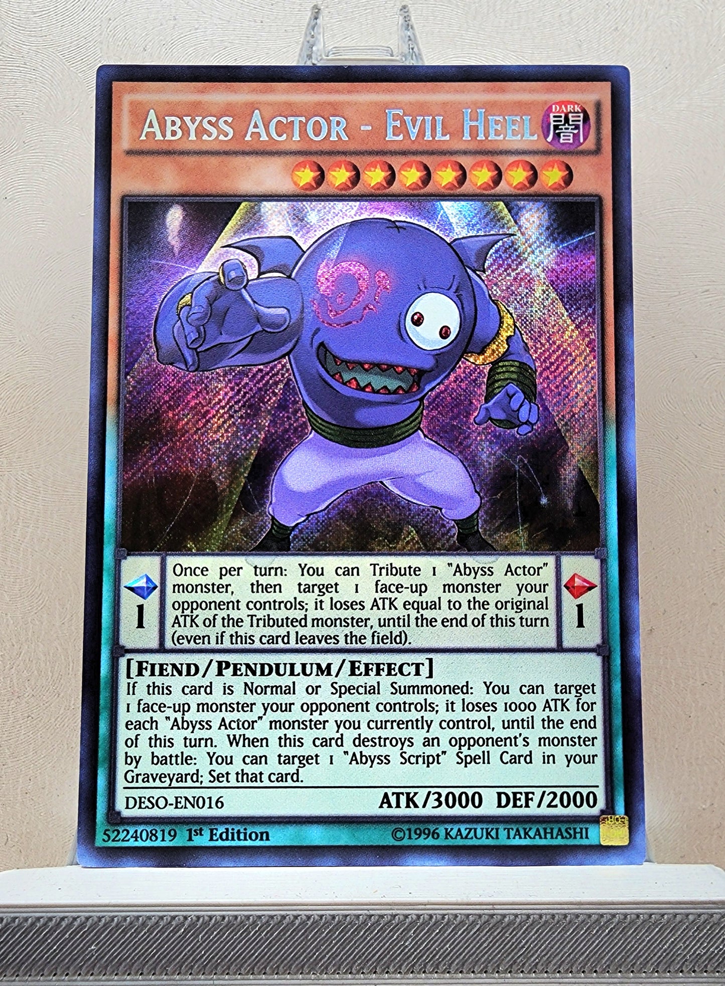 Yugioh! 1x Abyss Actor - Evil Heel (DESO - Secret Rare) 1st Edition