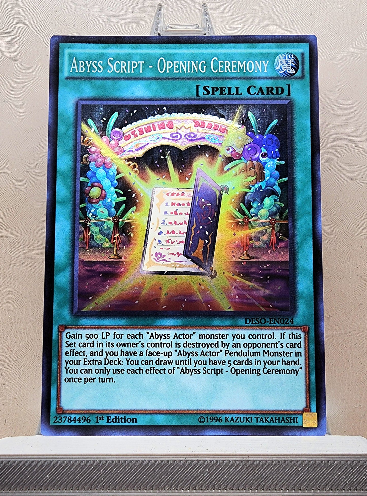 Yugioh! 1x Abyss Script - Opening Ceremony (DESO - Super Rare) 1st Edition
