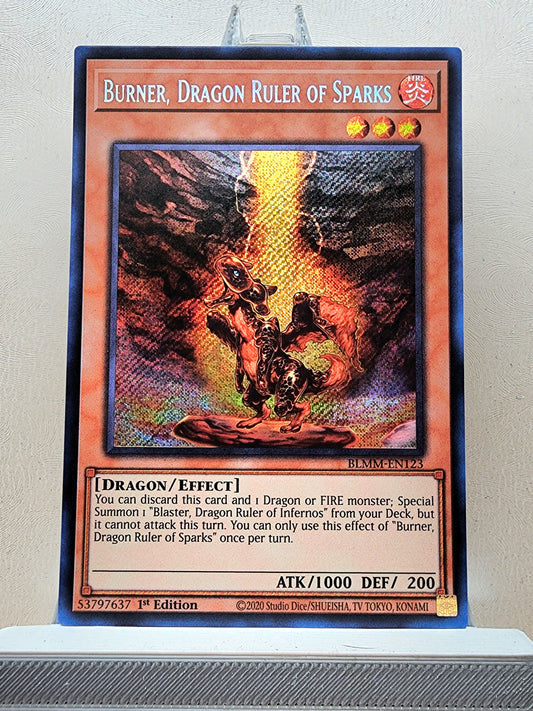 Yugioh! 1x Burner, Dragon Ruler of Sparks (BLMM - Secret Rare) 1st Edition