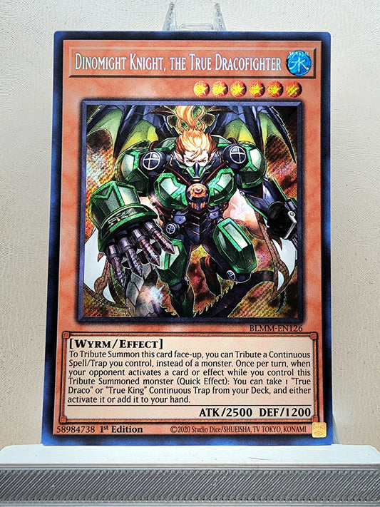 Yugioh! 1x Dinomight Knight, the True Dracofighter (BLMM - Secret Rare) 1st Edition