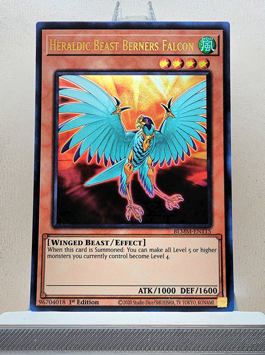 Yugioh! 1x Heraldic Beast Berners Falcon (BLMM - Ultra Rare) 1st Edition