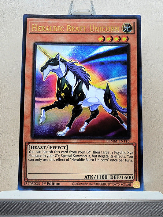 Yugioh! 1x Heraldic Beast Unicorn (BLMM - Ultra Rare) 1st Edition