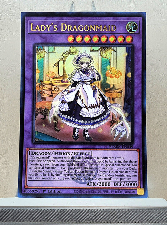 Yugioh! 1x Lady's Dragonmaid (BLMM - Emblazoned Ultra Rare) 1st Edition