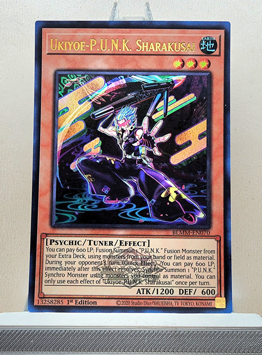 Yugioh! 1x Ukiyoe-P.U.N.K. Sharakusai (BLMM - Emblazoned Ultra Rare) 1st Edition