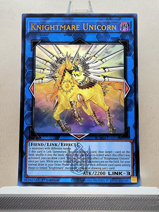 Yugioh! 1x Knightmare Unicorn (BLMM - Emblazoned Ultra Rare) 1st Edition