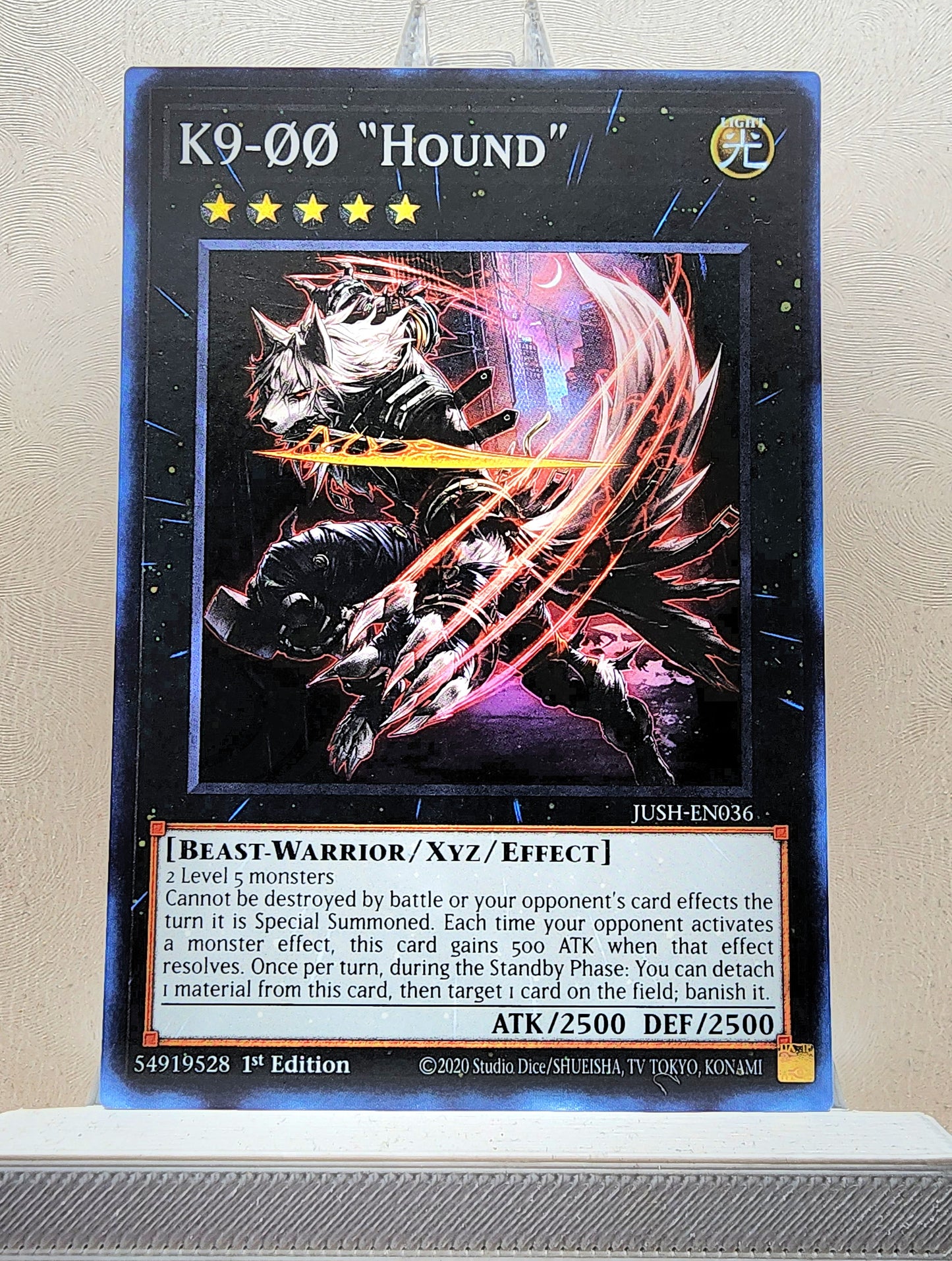 Yugioh! 1x K9-ØØ "Hound" (JUSH - Super Rare) 1st Edition