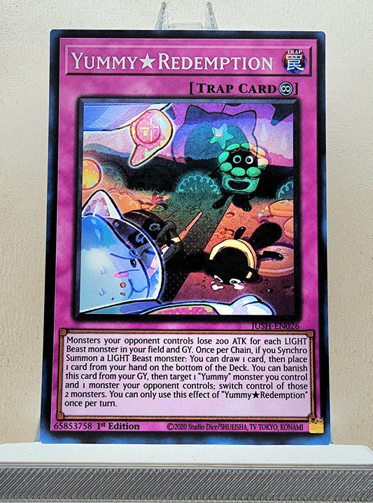 Yugioh! 1x Yummy★Redemption (JUSH - Super Rare) 1st Edition