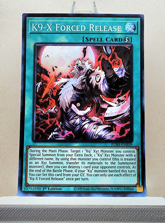 Yugioh! 1x K9-X Forced Release (JUSH - Super Rare) 1st Edition