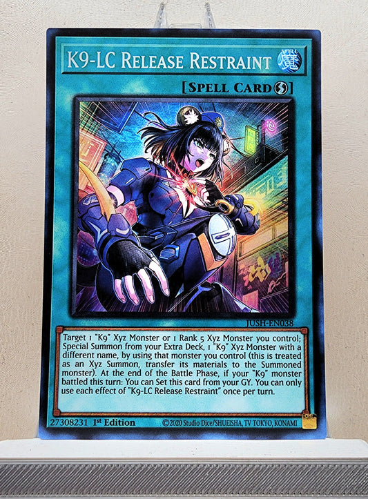 Yugioh! 1x K9-LC Release Restraint (JUSH - Super Rare) 1st Edition